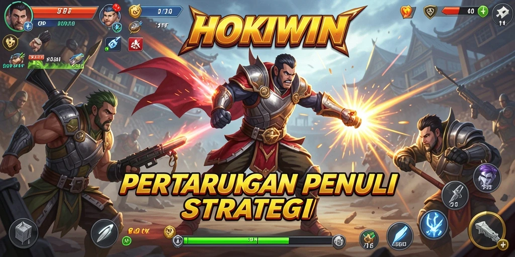 Screenshot HOKIWIN menampilkan pertarungan seru antar karakter.