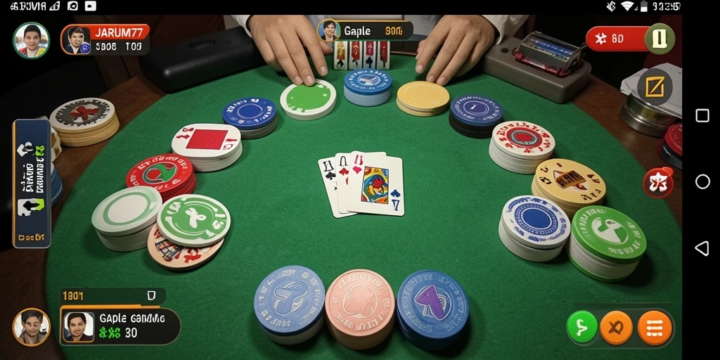 Tampilan gameplay seru dari JARUM77 di dalam aplikasi Gaple.
