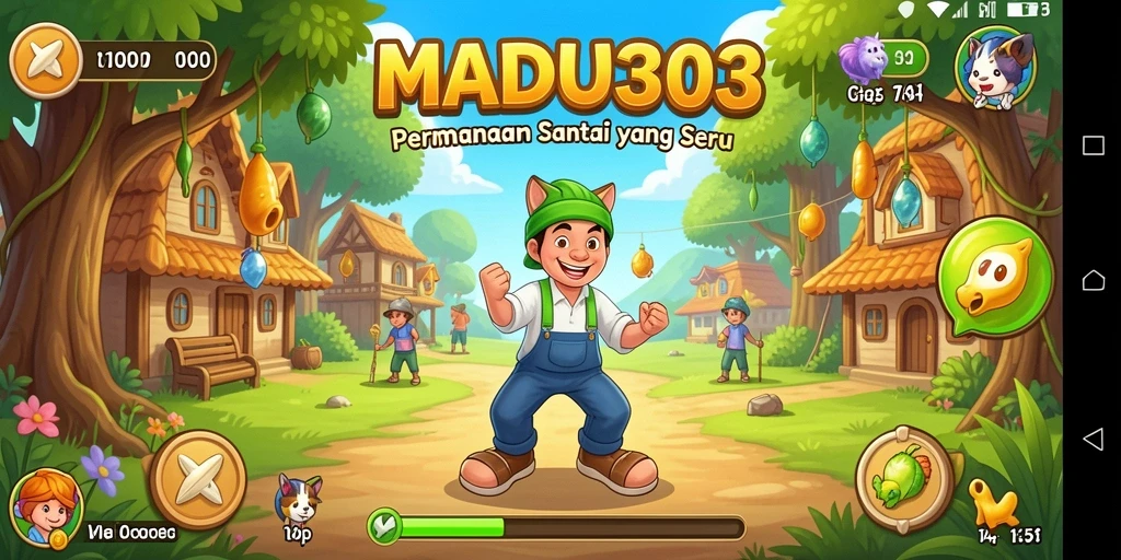Tampilan gameplay MADU303 yang menarik dan ceria.