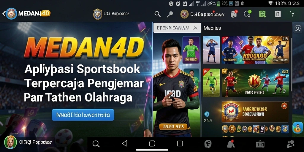Tampilan aplikasi MEDAN4D dengan fitur taruhan olahraga.