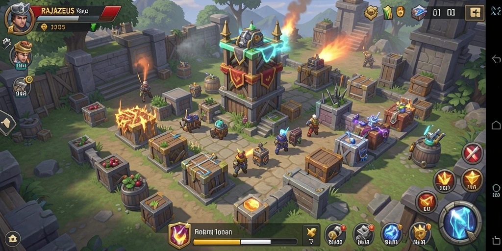 Gameplay seru RAJAZEUS dalam Tower Defense.