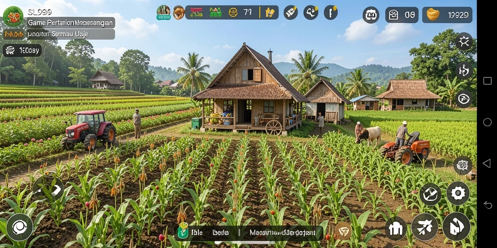Tampilan gameplay SL999 dengan aktivitas bertani yang seru.