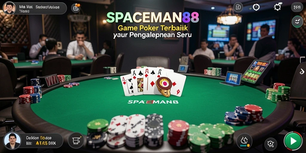 Tampilan gameplay SPACEMAN88 yang mendebarkan di meja poker.